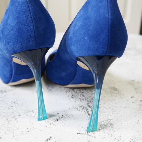 Christian Dior Graded Heel Pumps in Blue Suede Calfskin 37.5 - Picture 6 of 8